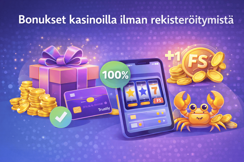 Bonukset kasinoilla ilman rekisteröitymistä